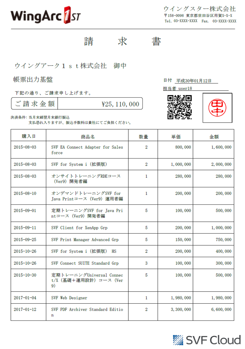 各明細行の金額の合計を算出し、明細の最終行に出力したい(可変