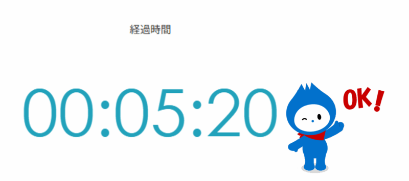 経過時間を時刻表示に変換した結果