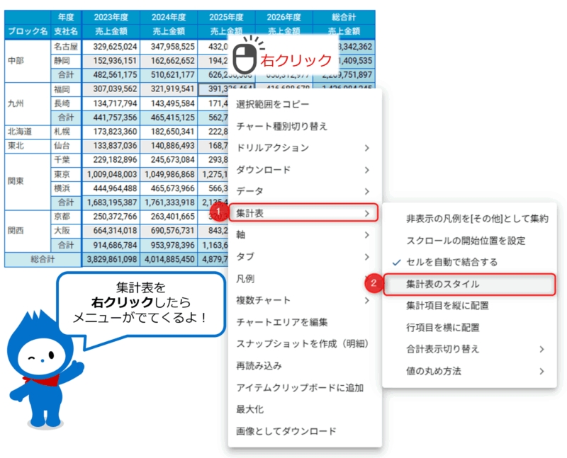 【設定方法】集計表のスタイルを表示させる